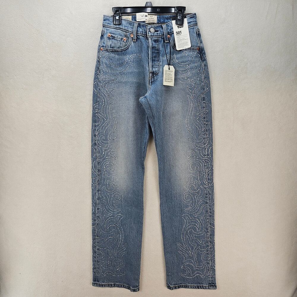 LEVI'S 501 X BEYONCE CURVE JEANS 26X30 WESTERN CRYSTAL NWT $150